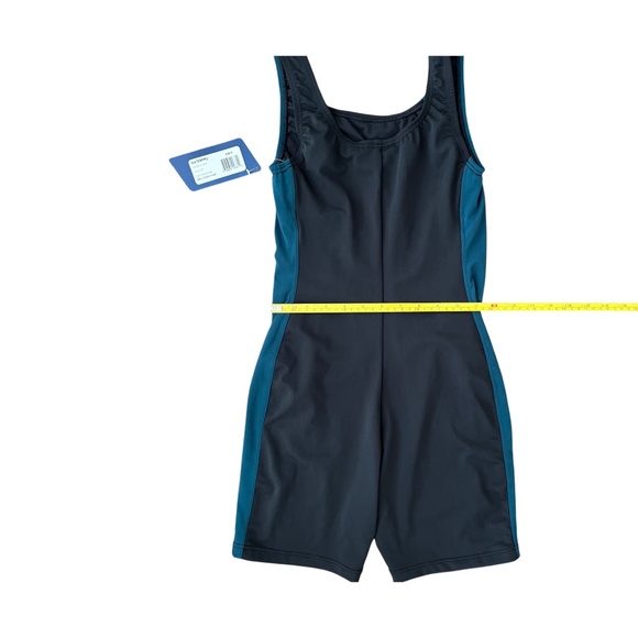 WATERPRO Women's Blue Teal Black Splice Swim Unitard Modest Full Coverage Size 8 - Picture 5 of 8